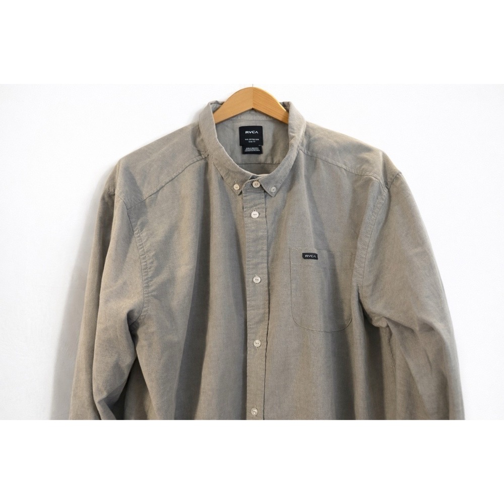 RVCA Men's XXL Slim Fit Button Down Shirt Gray Long Sleeve Casual Skate - Picture 5 of 5